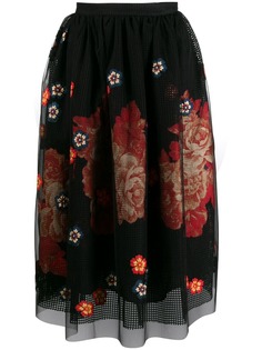 Biyan юбка миди с цветочной вышивкой