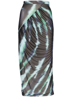 House of Holland wrap-around tie-dye midi skirt