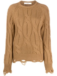 Tela distressed cable-knit jumper