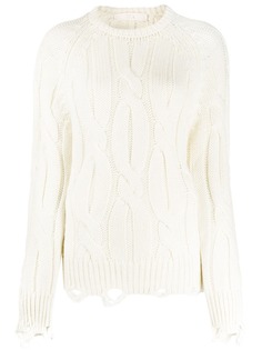 Tela distressed cable-knit jumper