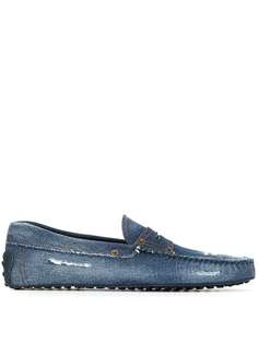 Tods джинсовые мокасины Gommino с эффектом потертости Tod`S