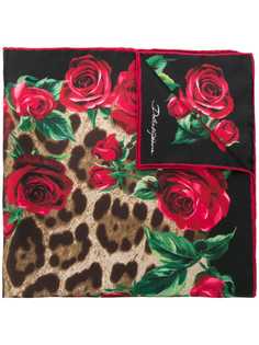 Dolce & Gabbana платок с леопардовым и цветочным принтом