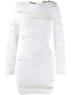 Balmain короткое платье с прозрачными вставками