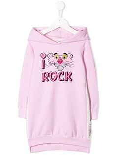 Monnalisa платье с капюшоном и принтом I Love Rock