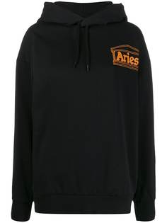 Aries contrast logo hoodie