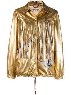 Golden Goose куртка с эффектом металлик и бахромой