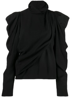 Lemaire button-up draped roll-neck top