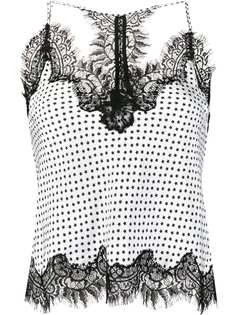 Gold Hawk polka dot lace-trim camisole