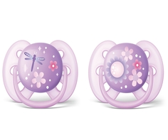 Пустышки Philips Avent ultra soft 6-18 мес., 2 шт., фиолетовый