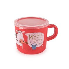 Кружка с ручкой и крышкой Happy Baby, красный
