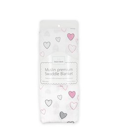 Пеленка детская муслиновая Adam Stork Pink Hearts