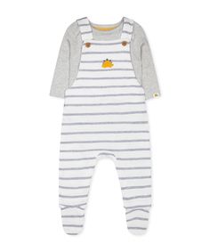 Комбинезон "Динозаврик" и боди в комплекте, серый Mothercare