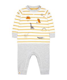 Комбинезон "Динозавры", серый и белый Mothercare