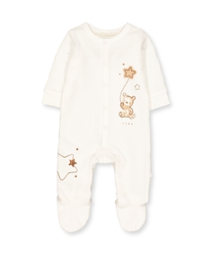 Комбинезон велюровый "Мишка со звездой", кремовый Mothercare