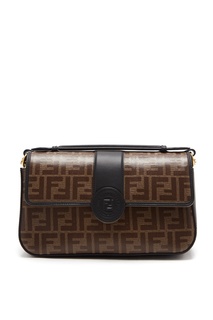 Коричневая сумка Double F с цепочкой Fendi