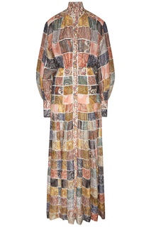 Длинное платье в стиле пэчворк Zimmermann