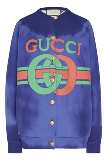 Свитшот на пуговицах с красно-зеленым логотипом Gucci