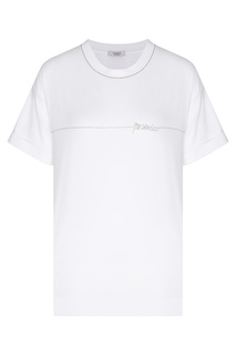 Белая футболка с блестящей отделкой Peserico