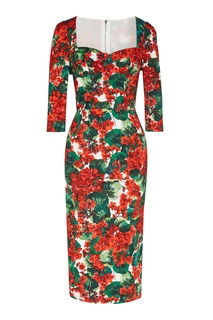 Платье в цветы с квадратным вырезом Dolce & Gabbana