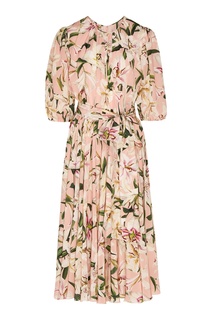 Розовое платье-макси с цветочным рисунком Dolce & Gabbana