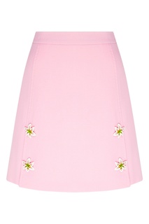 Розовая юбка-мини с декоративными цветами Dolce & Gabbana