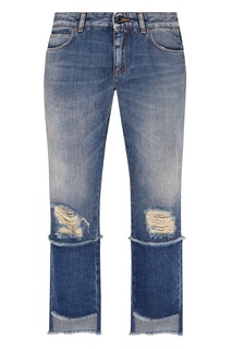 Синие джинсы с вырезами на манжетах Dolce & Gabbana