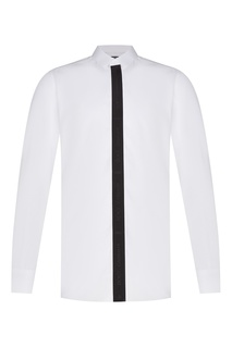 Белая рубашка с атласной планкой Dolce & Gabbana