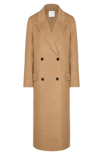 Двубортное пальто бежевого цвета Sandro