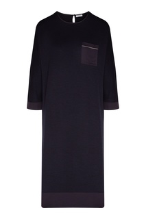 Темно-серое платье с накладным карманом Peserico