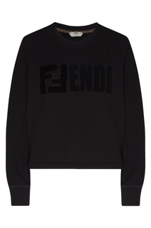 Черный свитшот с меховой аппликацией Fendi