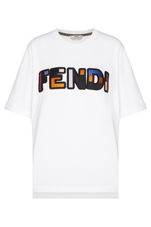 Белая футболка с аппликацией Fendi