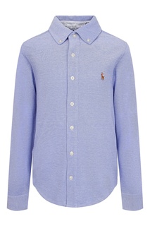Голубая рубашка с вышитым логотипом Ralph Lauren Kids