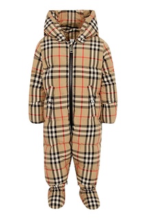 Бежевый комбинезон в клетку для ребенка Burberry Kids