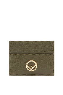 Зеленая визитница из кожи Fendi