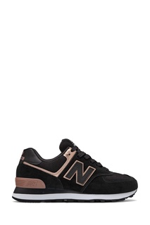 Черные кроссовки с золотистыми вставками 574 New Balance