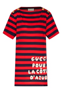 Полосатая футболка с надписью Gucci
