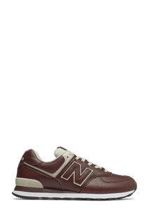 Кожаные кроссовки коричневого цвета New Balance