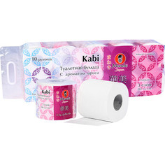 Туалетная бумага MANEKI Kabi белая с ароматом ириса 3 слоя 10