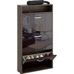 Обувница Мастер Милан-26 глянец узкая (венге - чёрный) МСТ-ОДМ-26-ВЧ-ГЛ-УЗ