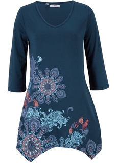 Футболка с расклешенными рукавами и асимметричным низом Bonprix