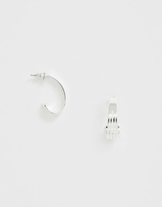 Посеребренные серьги-кольца с незамкнутым дизайном Pilgrim - Серебряный
