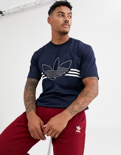 Темно-синяя футболка с крупным логотипом-трилистником adidas Originals - Темно-синий