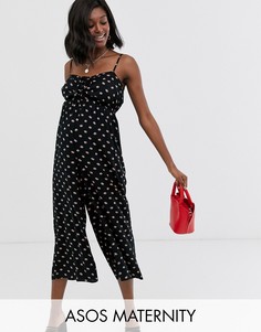 Комбинезон с присборенным лифом и цветочным принтом ASOS DESIGN Maternity - Мульти