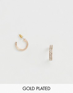 Серьги-кольца с покрытием из розового золота Pilgrim - Золотой
