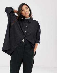 Темно-синяя oversize-рубашка в клетку Weekday - Мульти