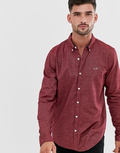 Красная облегающая оксфордская рубашка на пуговицах с логотипом Hollister - Красный