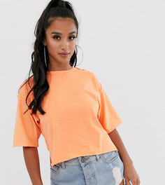 Выбеленная футболка кораллового цвета с необработанными швами ASOS DESIGN Petite - Красный
