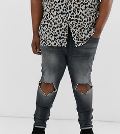 Супероблегающие джинсы плотностью 12,5 унций с рваными коленями ASOS DESIGN Plus - Черный