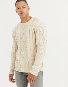 Вязаный джемпер с узором косичка ASOS DESIGN - Бежевый