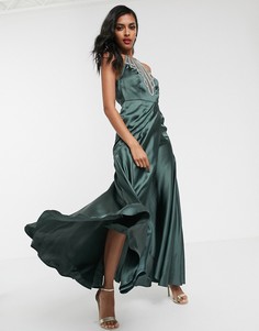 Атласное платье макси с отделкой ASOS DESIGN - Мульти